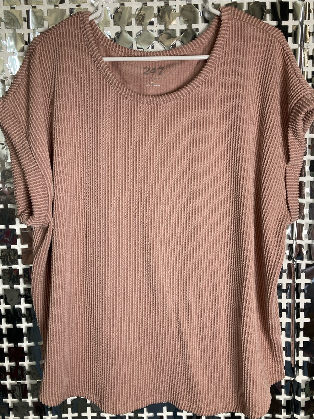 Maurices Ribbed Short Sleeve Tee in Mauve Dusty Rose